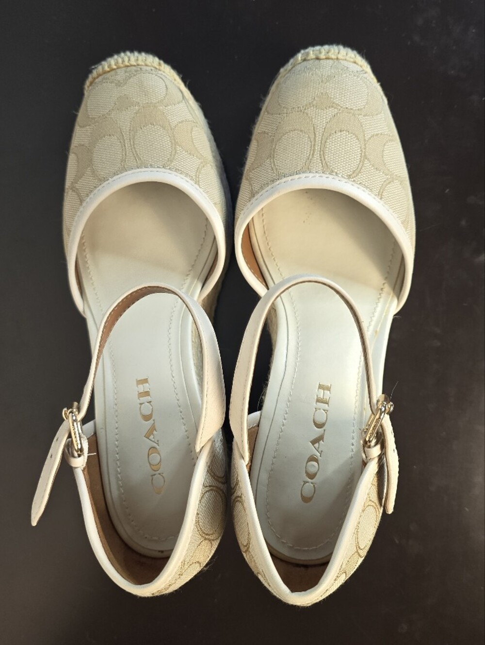 COACH Beige Raine Espadrille Wedges Size 8